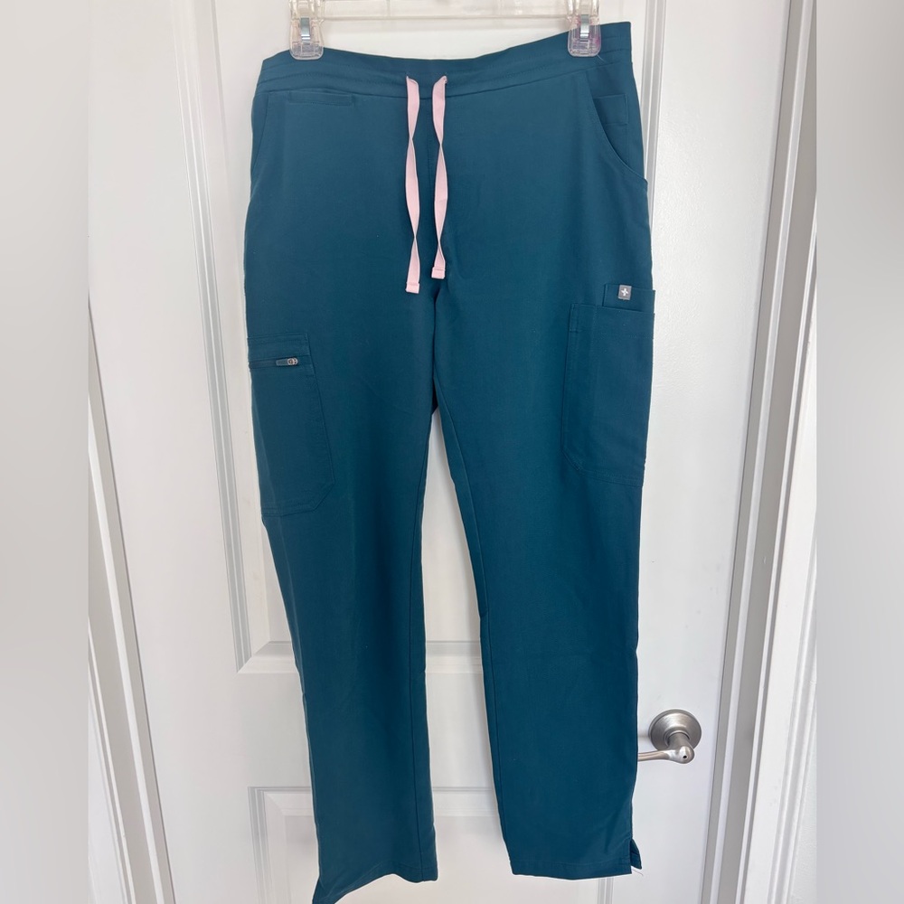 FIGS Teal Technical Scrub Pants Jogger Style Medical Uniform Drawstring Small
